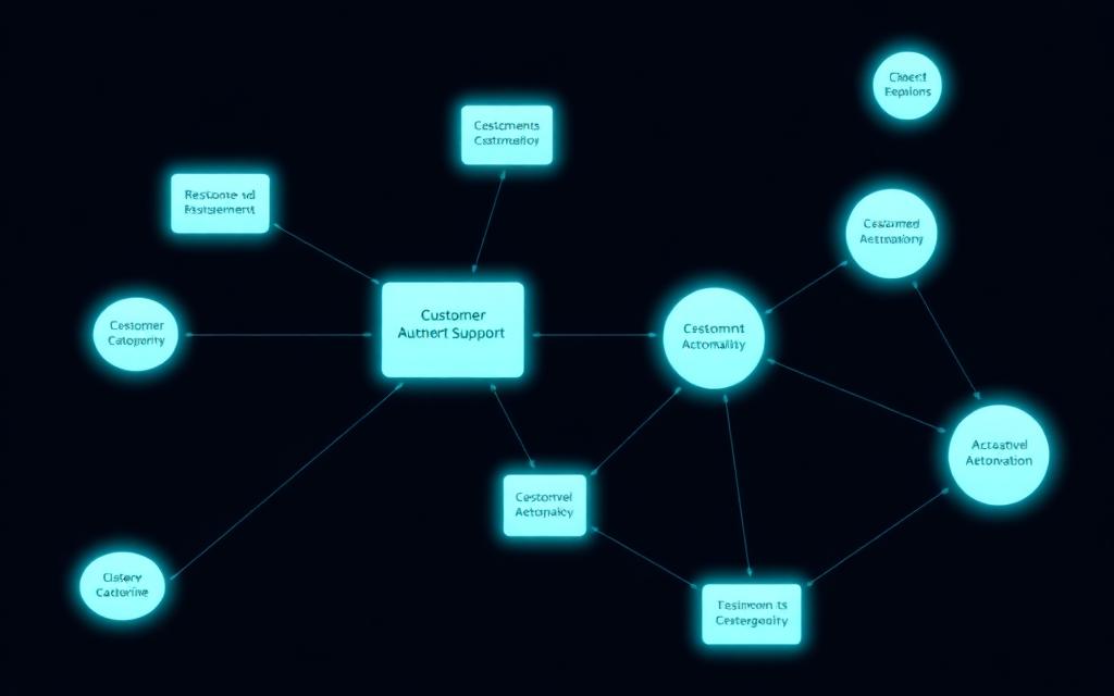 Abstract architecture visual representing AI Customer Support Automation Platform
